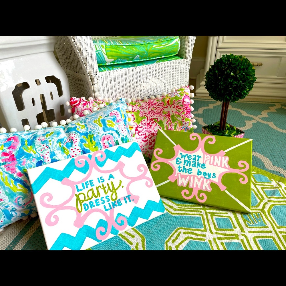 Lilly Pulitzer Inspired Wall Art Painted Canvas